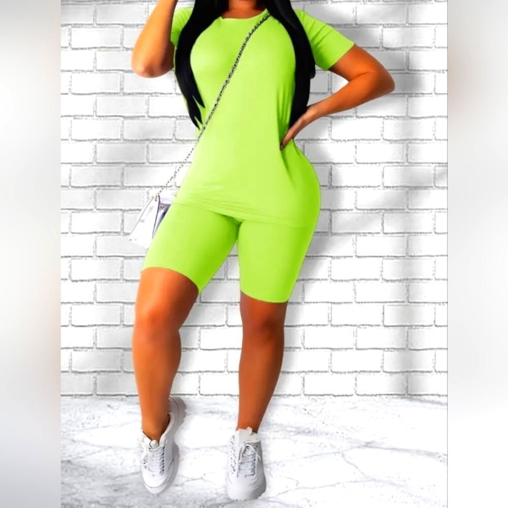 Ladies Lime Green Casual Two-piece Set sz XXL